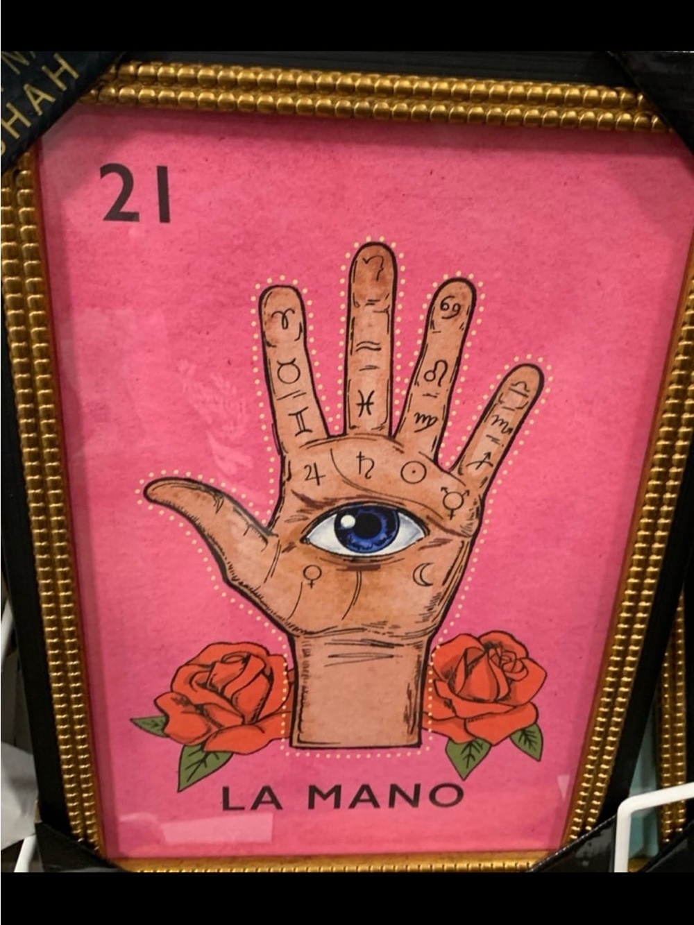 Sapna Shah La Mano The Hand Wall Art Pink with Blue Eye NEW